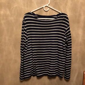 NWOT nautical navy and white striped boatneck top